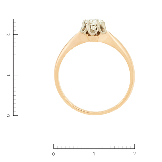 Кольцо из комбинированного золота 583 пробы c 1 бриллиантом, Л47091456 за 32805