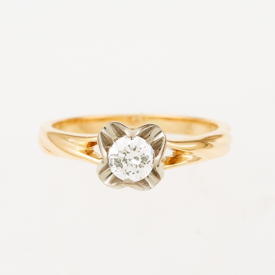 Кольцо из комбинированного золота 750 пробы c 1 бриллиантом, Л08073385 за 37470