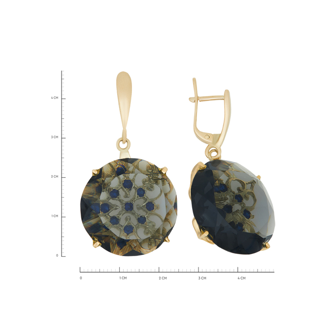 Серьги из золота 585 пробы c синтетическими камнями и синтетической шпинелью, Ц О007 0700 за 159000