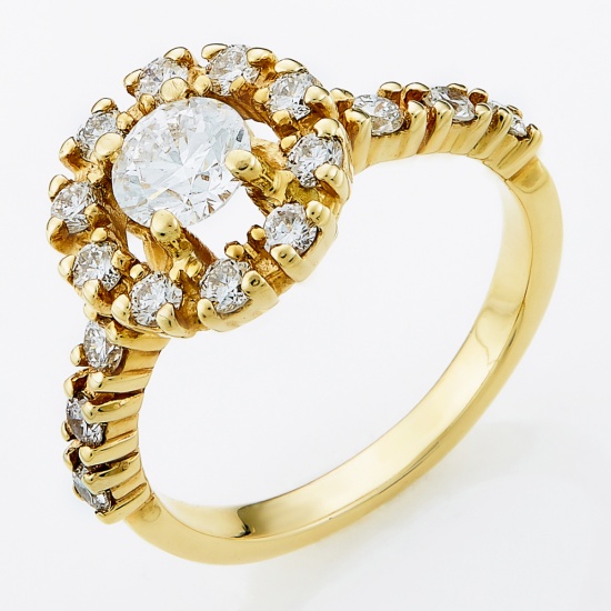 Кольцо из желтого золота 585 пробы c 17 бриллиантами, Л28059615 за 269000