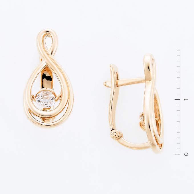 Серьги из красного золота 585 пробы c фианитами