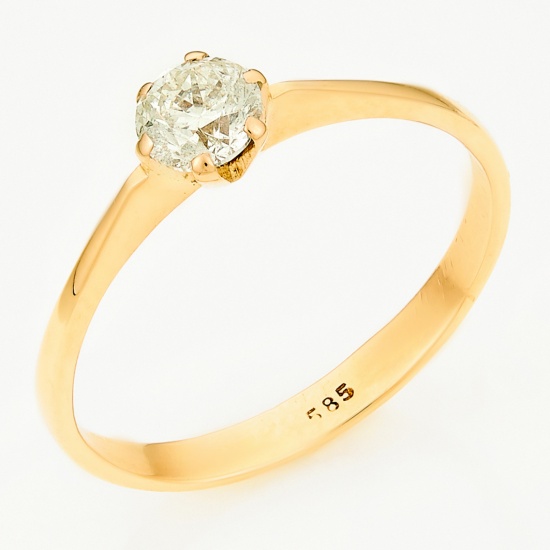 Кольцо из комбинированного золота 585 пробы c 1 бриллиантом, Л23148602 за 72 540 ₽