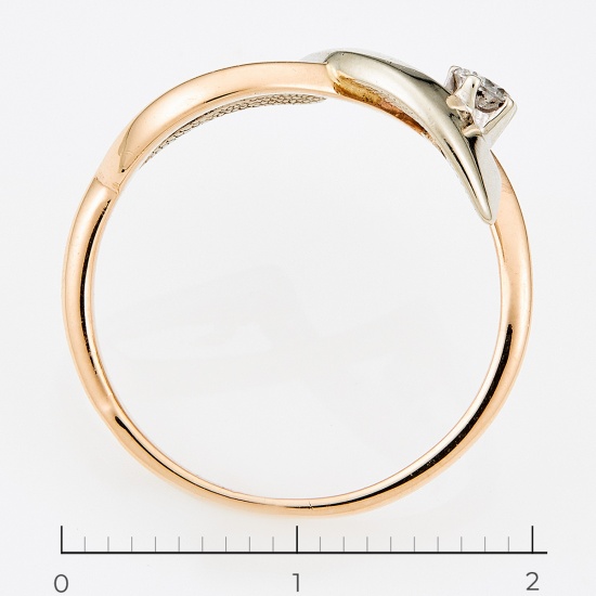 Кольцо из комбинированного золота 585 пробы c 1 бриллиантом, Л28069679 за 13950