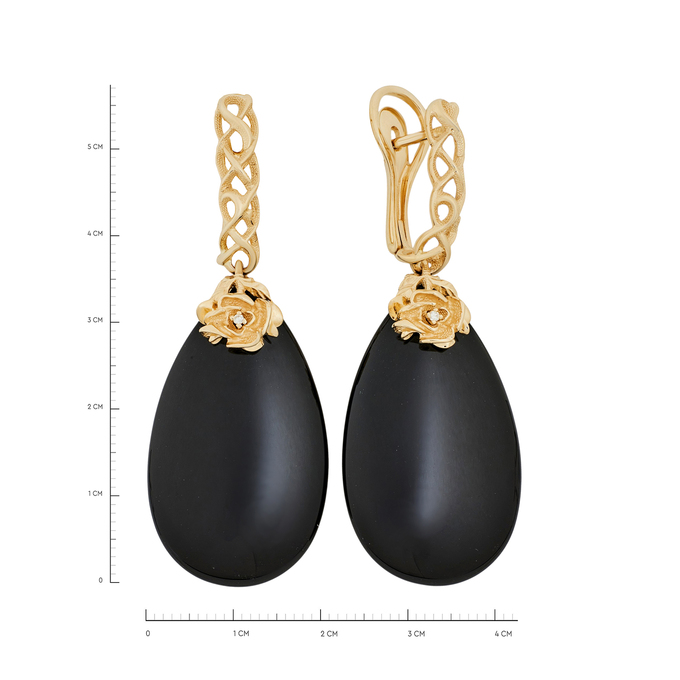 Серьги из золота 585 пробы с бриллиантами и ониксами, Ц О007 3450 за 120000