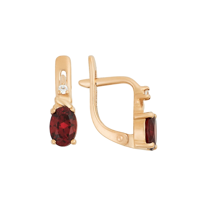 Серьги из золота 585 пробы с гранатами и фианитами, Л 0409 0056 за 25200