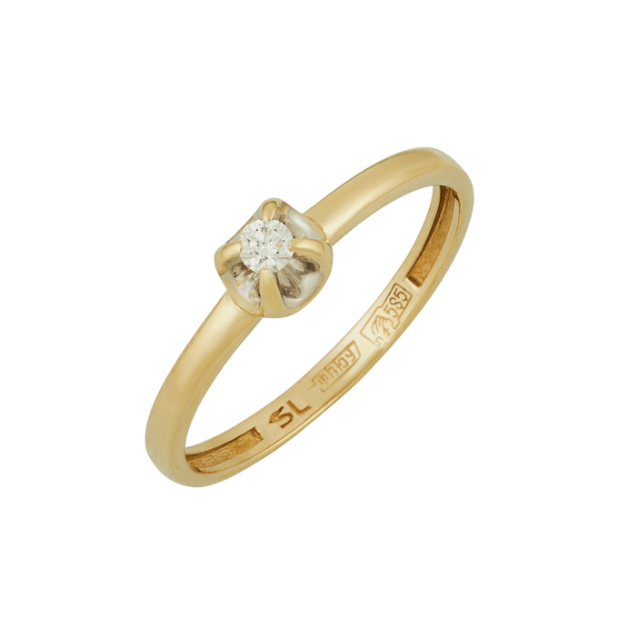 Кольцо из золота 585 пробы c бриллиантом, Л 1912 0286 за 18320