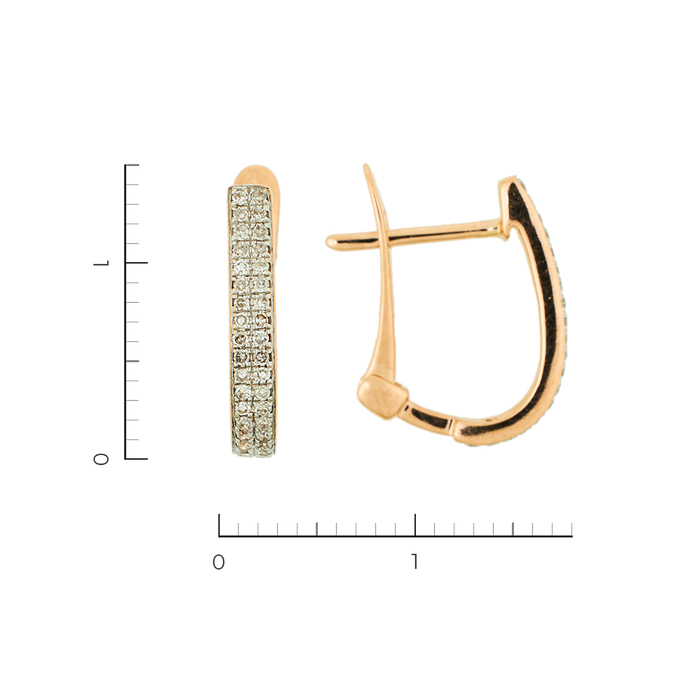 Серьги из красного золота 585 пробы c 76 бриллиантами