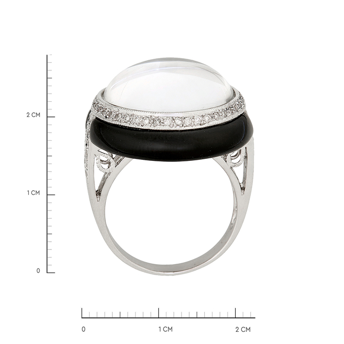 Кольцо из золота 750 пробы c бриллиантами, ониксами и стеклом, Л 2812 6603 за 149000