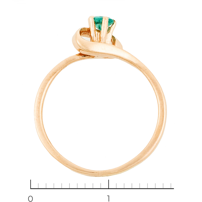 Кольцо из красного золота 585 пробы c 1 изумрудом