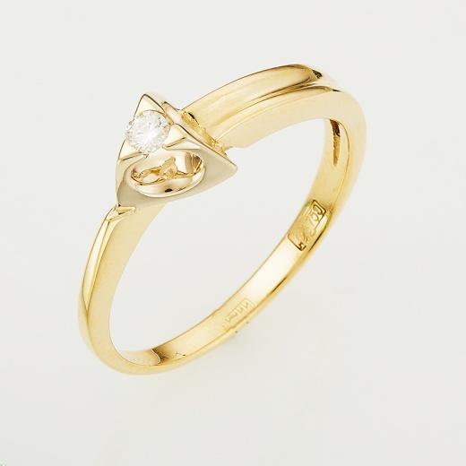 Кольцо из желтого золота 750 пробы c 1 бриллиантом Л41050162 фото 1