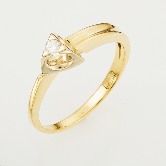 Кольцо из желтого золота 750 пробы c 1 бриллиантом, Л41050162 за 23340