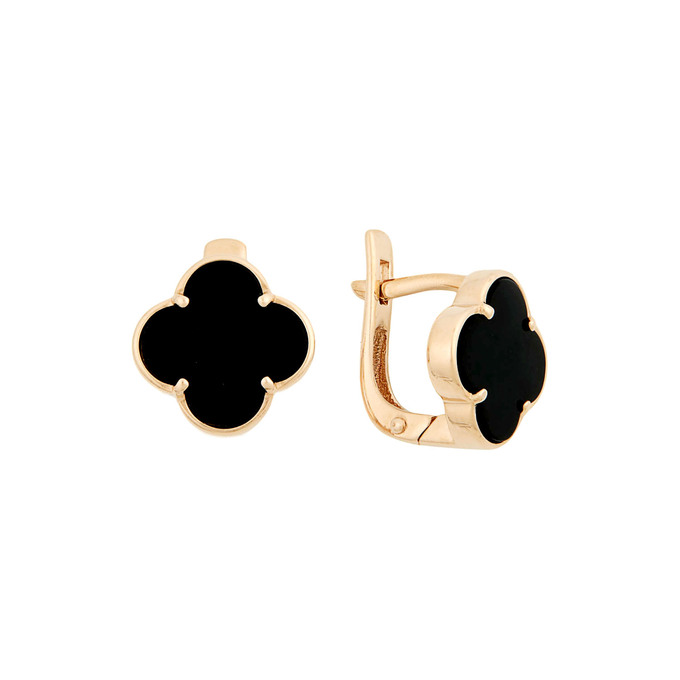 Серьги из золота 585 пробы с ониксами, Ц О007 4016 за 25000