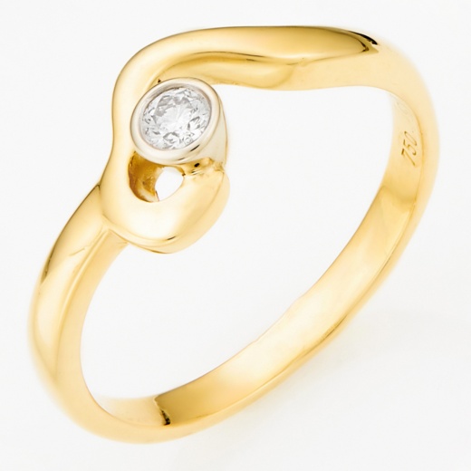 Кольцо из комбинированного золота 750 пробы c 1 бриллиантом Л24132477 фото 1