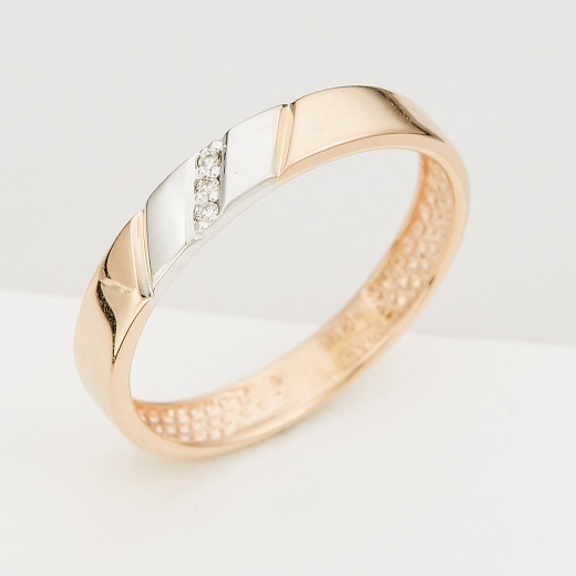 Кольцо из комбинированного золота 585 пробы c 3 бриллиантами Л20094312 фото 1
