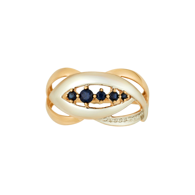 Кольцо из золота 585 пробы c сапфирами и бриллиантами, Л 0911 4241 за 32400