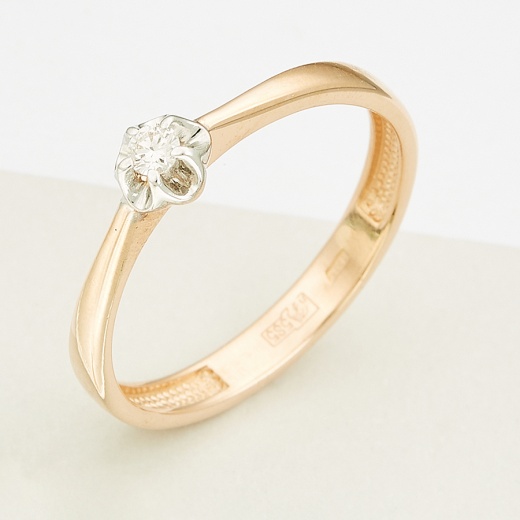Кольцо из комбинированного золота 585 пробы c 1 бриллиантом Л41033872 фото 1