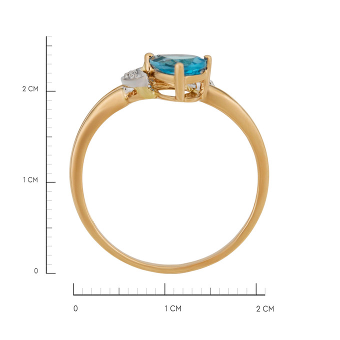Кольцо из золота 585 пробы c топазом и бриллиантами, Л 7601 7913 за 29600