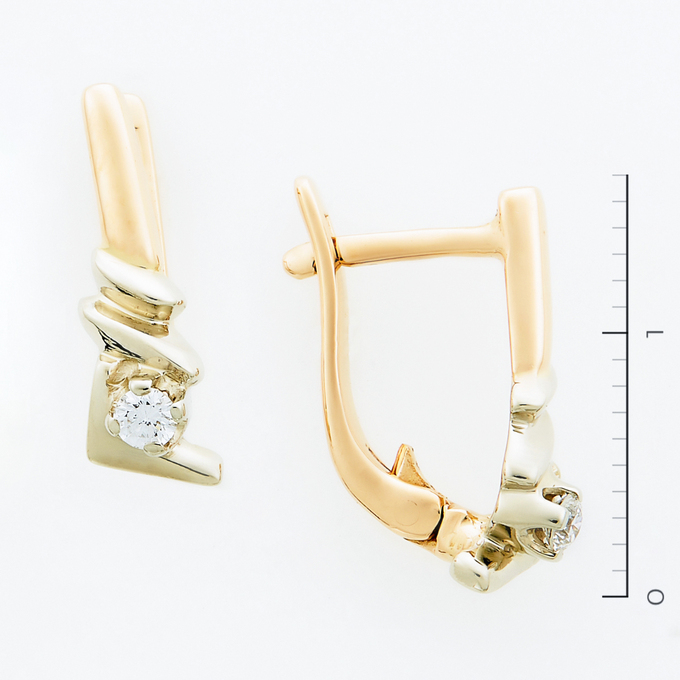 Серьги из золота 585 пробы c 2 бриллиантами