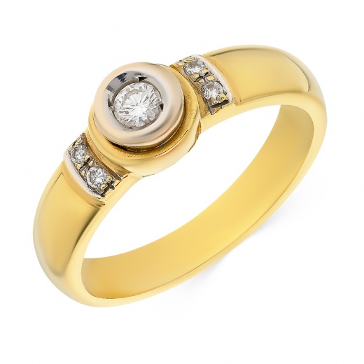 Кольцо из комбинированного золота 750 пробы c 5 бриллиантами 015837 фото 1