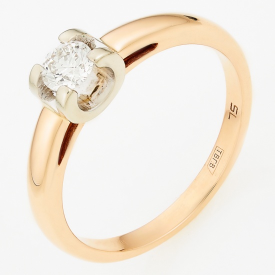 Кольцо из комбинированного золота 585 пробы c 1 бриллиантом, Л66014714 за 43700
