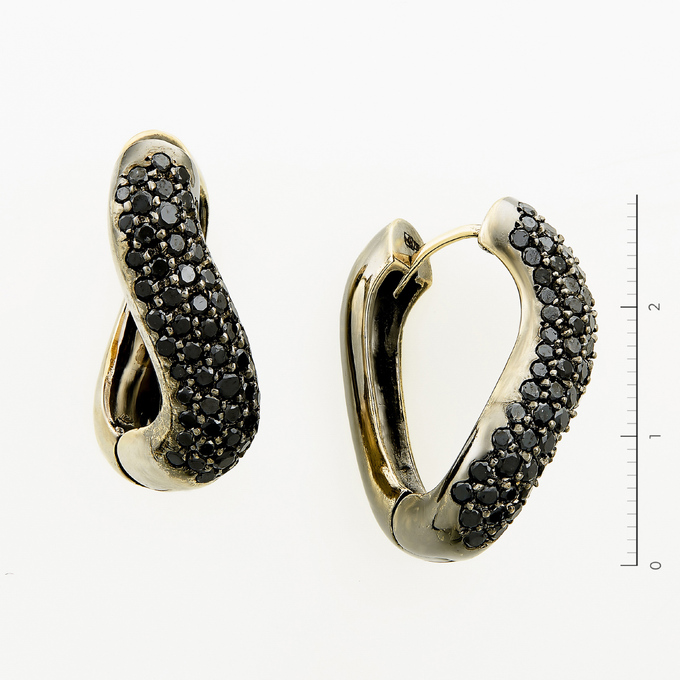 Серьги из черного золота 750 пробы c 127 бриллиантами