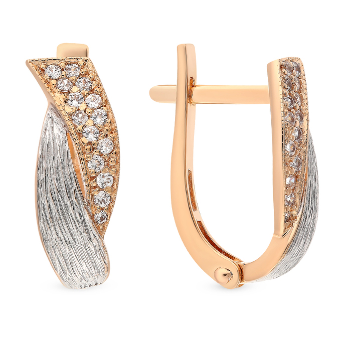 Серьги из золота 585 пробы c фианитами