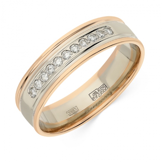 Кольцо из комбинированного золота 585 пробы c 11 бриллиантами, Л22087854 за 24300