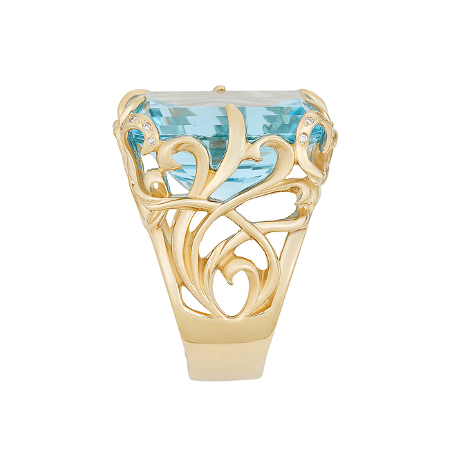 Кольцо из золота 585 пробы c топазом и бриллиантами, Л 2811 5534 за 135000