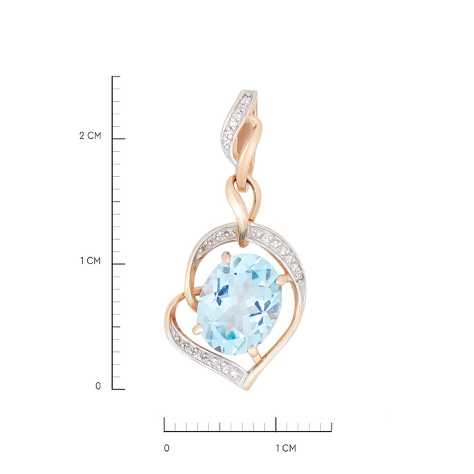 Подвеска из золота 585 пробы c топазом и бриллиантами, Л 2913 1376 за 19600