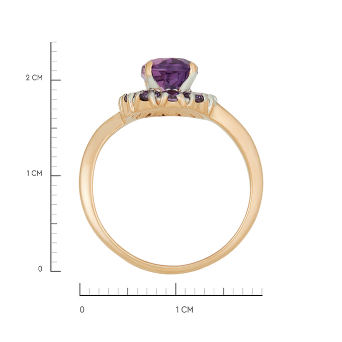 Кольцо из золота 585 пробы c аметистом и синтетическими камнями, Л 0408 7168 за 38880