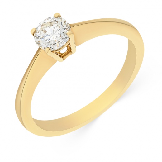 Кольцо из желтого золота 750 пробы c 1 бриллиантом, 009689 за 111 080 ₽