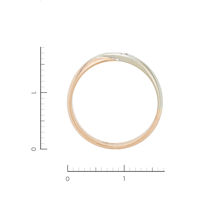 Кольцо из комбинированного золота 585 пробы c 3 бриллиантами, Л 5201 6275 за 12950