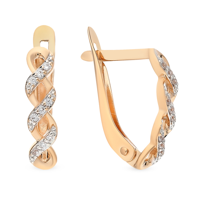 Серьги из золота 585 пробы c фианитами