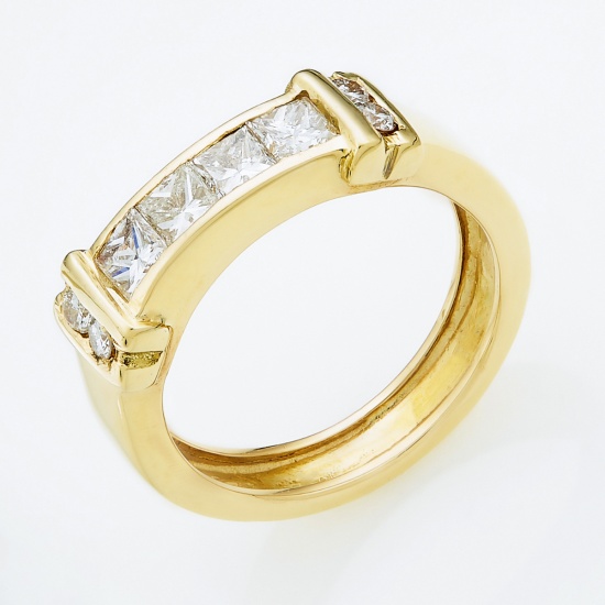 Кольцо из желтого золота 750 пробы c 8 бриллиантами