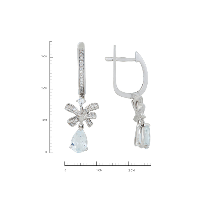 Серьги из золота 585 пробы c топазами и бриллиантами, Л 4807 1500 за 42800