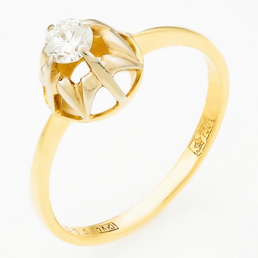 Кольцо из желтого золота 750 пробы c 1 бриллиантом Л22036152 фото 1