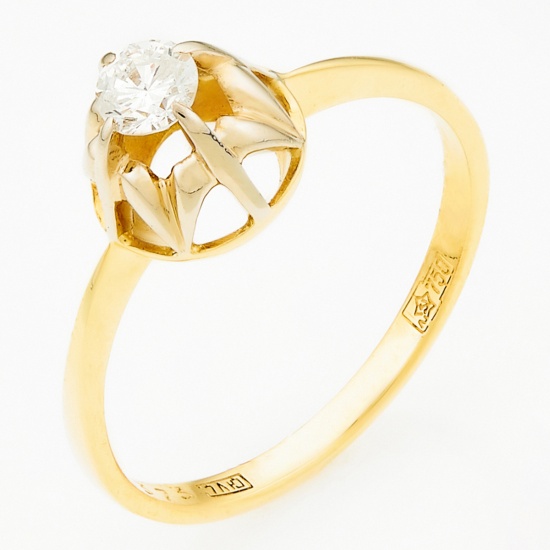 Кольцо из желтого золота 750 пробы c 1 бриллиантом, Л22036152 за 33 200 ₽
