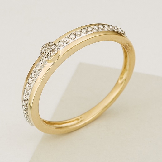 Кольцо из комбинированного золота 375 пробы c 7 упр. огр. бриллиантами 125566 фото 1