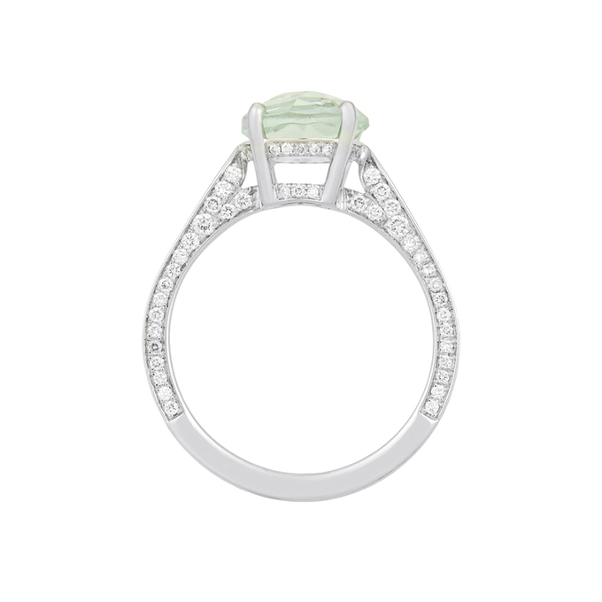 Кольцо из золота 750 пробы c празиолитом и бриллиантами, Л 2509 0258 за 66500