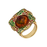 Кольцо из золота 750 пробы c цитрином, бриллиантами и эмалью