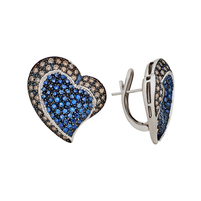 Серьги из золота 750 пробы с бриллиантами и сапфирами, Ц О007 5114 за 246000