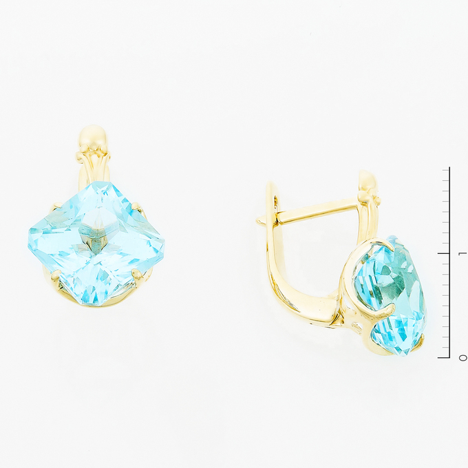 Серьги золото, 585, 3 к.,5,94 гр. (чистый вес 4,34 гр.); 2 Топаз
