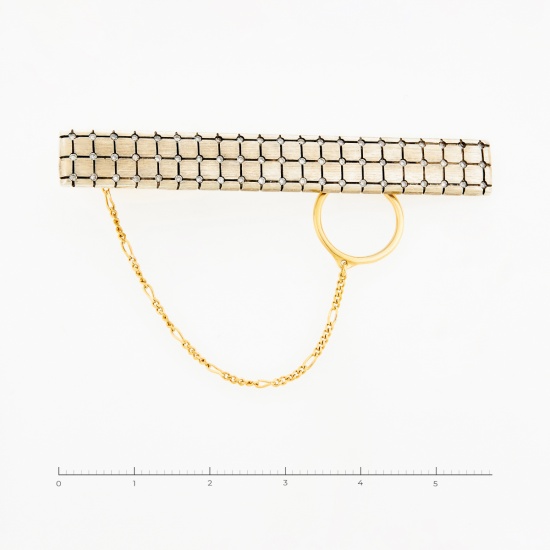 Заколка для галстука из комбинированного золота 750 пробы c 63 бриллиантами