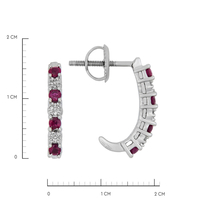 Серьги из золота 585 пробы c рубинами и бриллиантами, К 0000 4118 за 35800