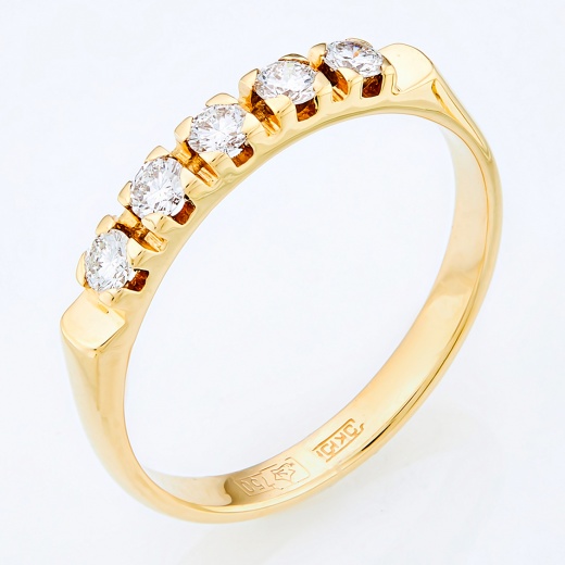 Кольцо из желтого золота 750 пробы c 5 бриллиантами Л28067474 фото 1