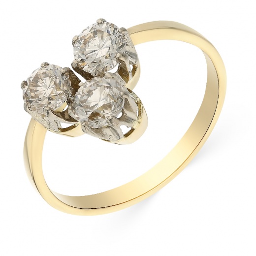 Кольцо из комбинированного золота 585 пробы c 3 бриллиантами Л33055382 фото 1