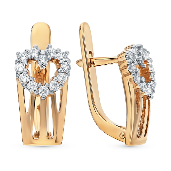 Серьги из красного золота 585 пробы c фианитами