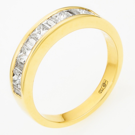 Кольцо из желтого золота 750 пробы c 11 бриллиантами