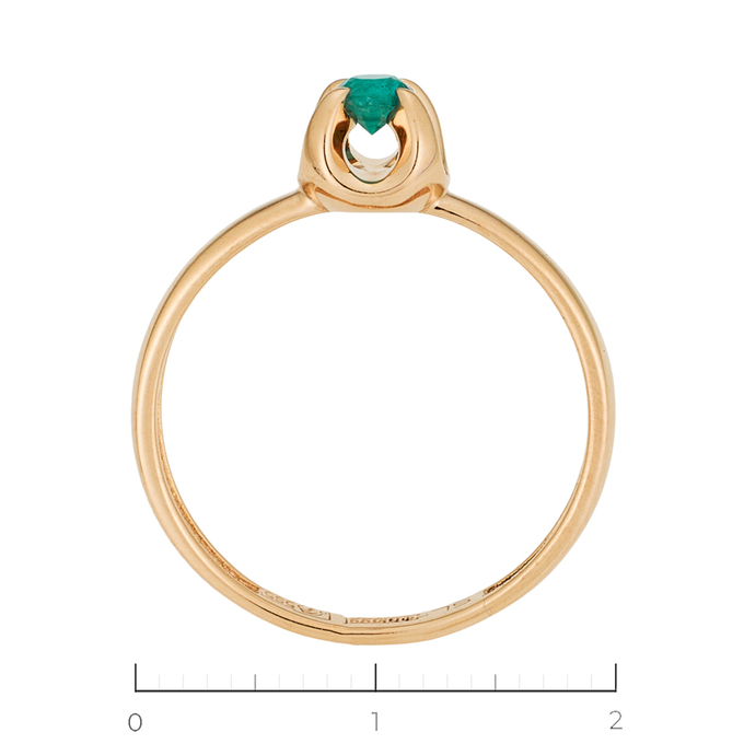 Кольцо из красного золота 585 пробы c 1 изумрудом