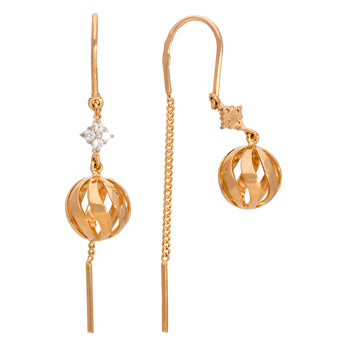 Серьги из золота 585 пробы c фианитами